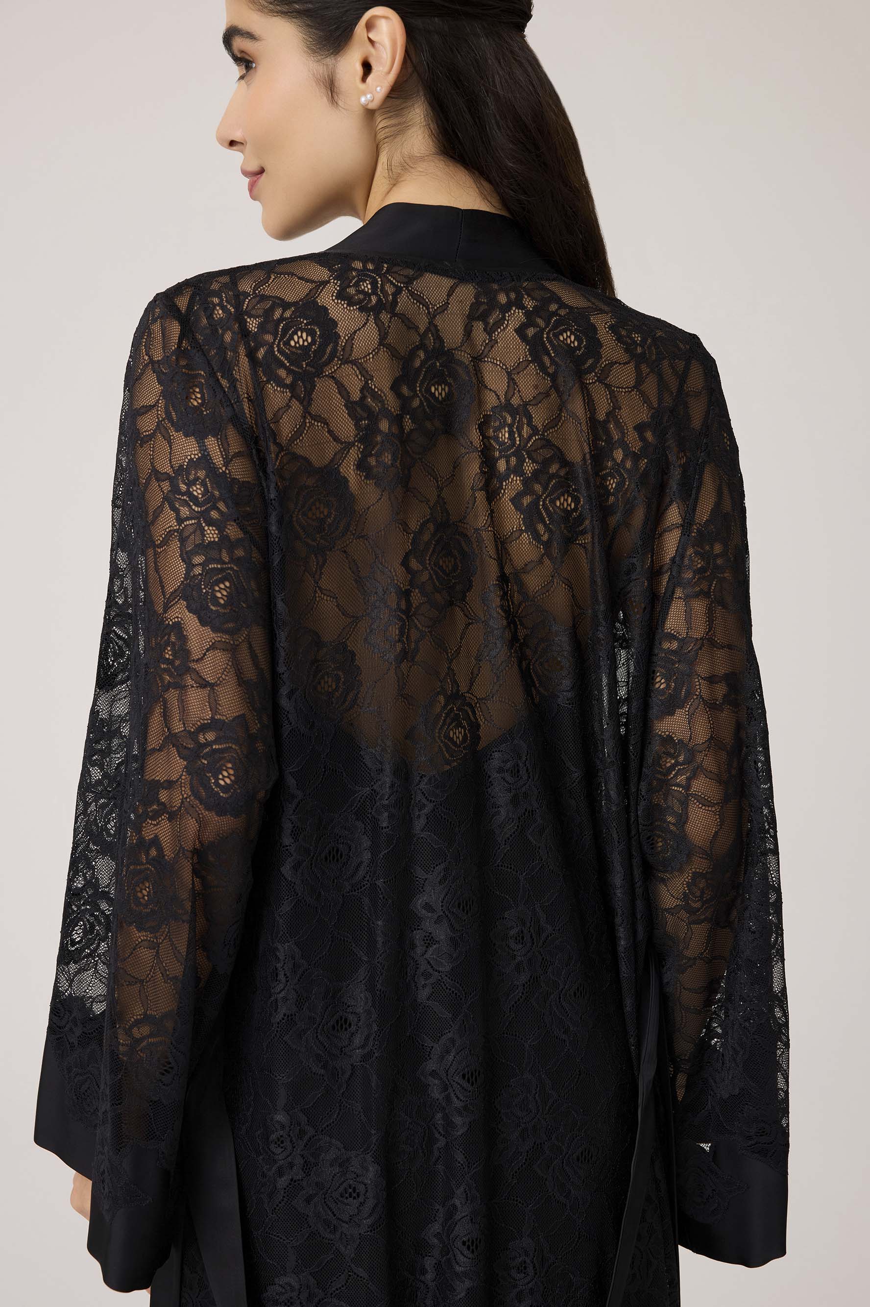 Lumi Silky Chiffon Robe Set Black