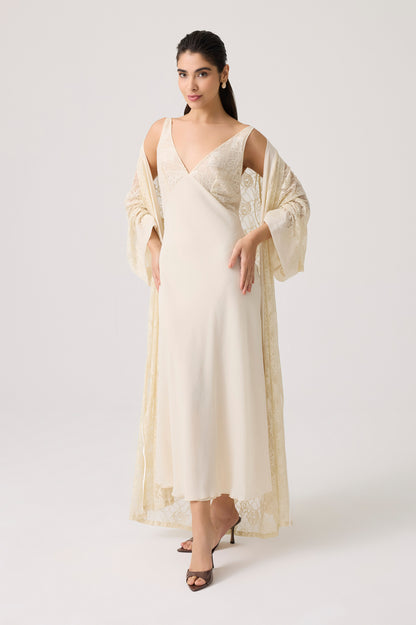 Lumi Silky Chiffon Robe Set Honey