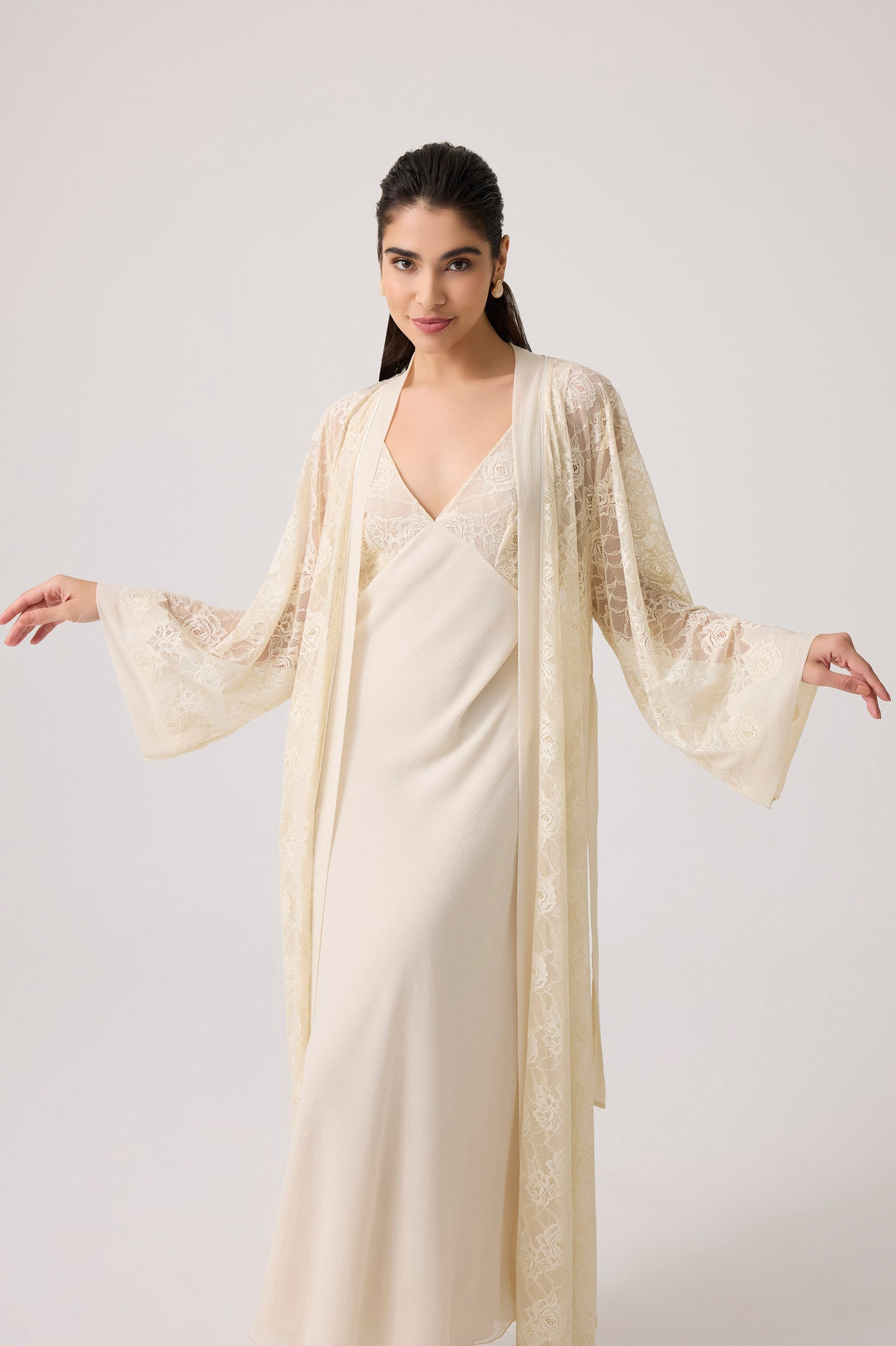 Lumi Silky Chiffon Robe Set Honey