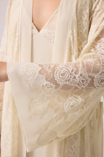 Lumi Silky Chiffon Robe Set Honey