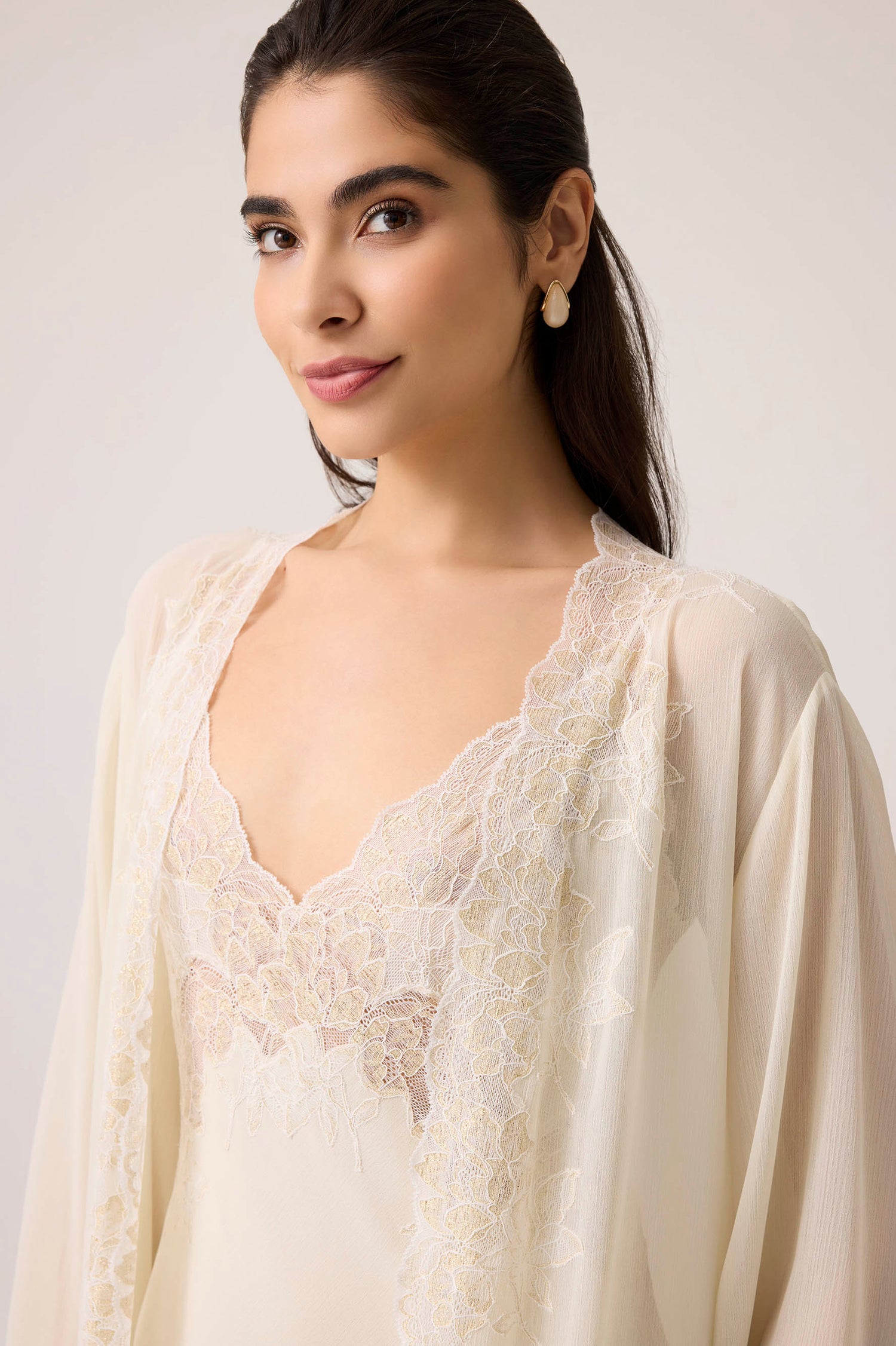 Malaika Silky Chiffon Robe Set Honey