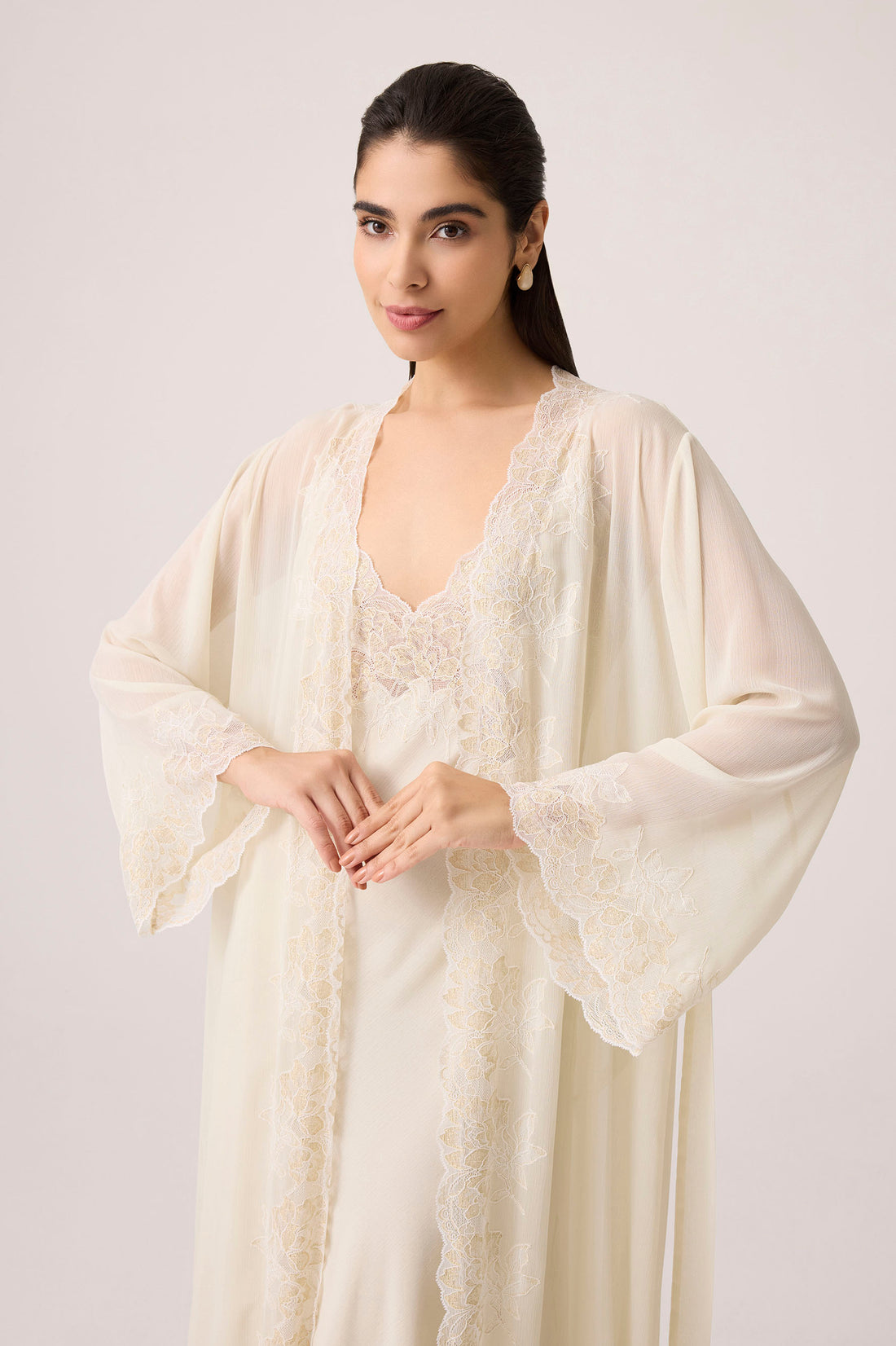 Malaika Silky Chiffon Robe Set Honey
