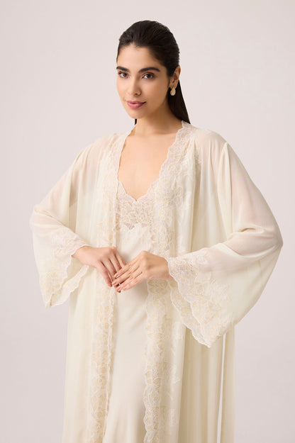 Malaika Silky Chiffon Robe Set Honey
