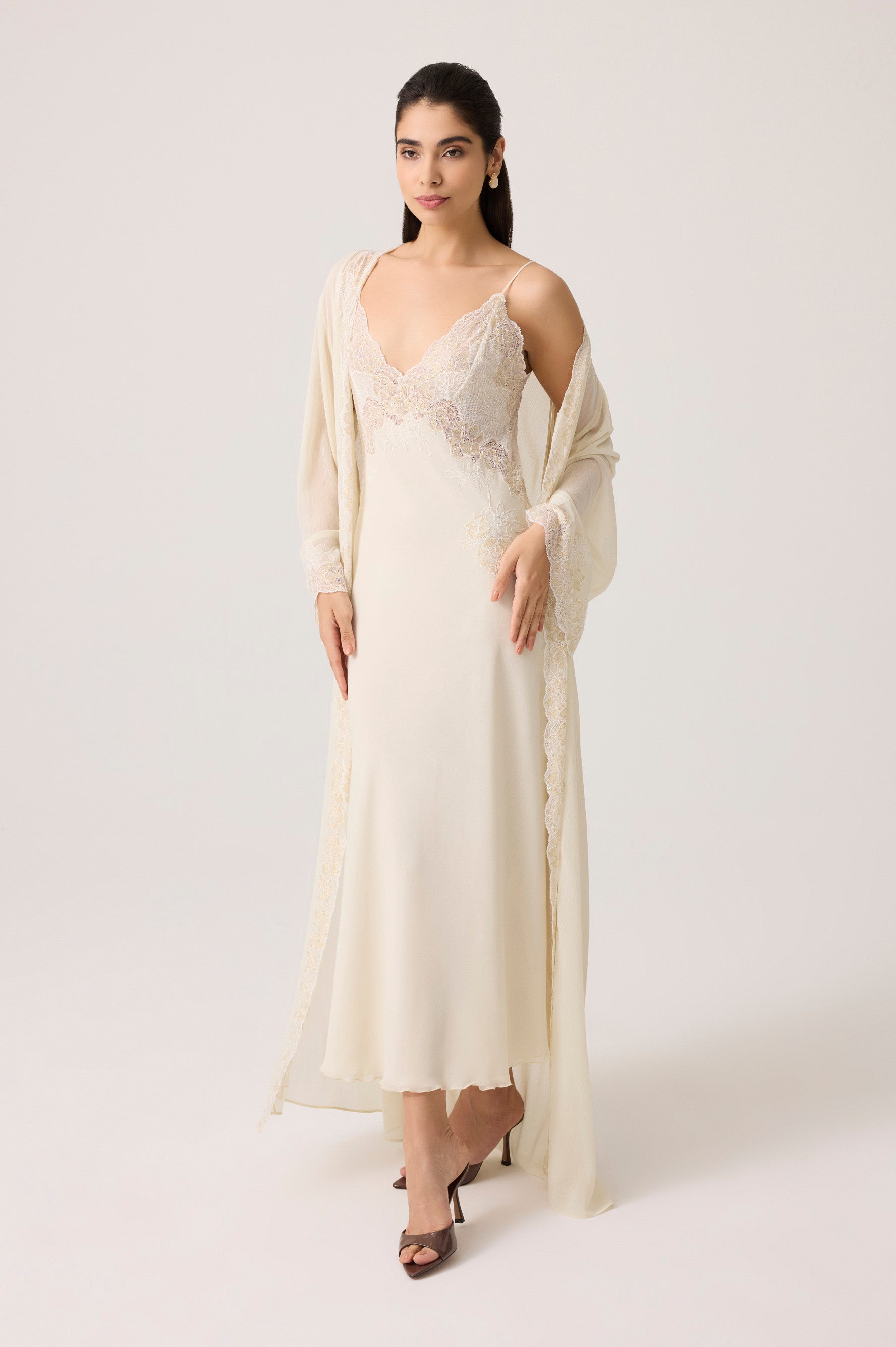 Malaika Silky Chiffon Robe Set Honey