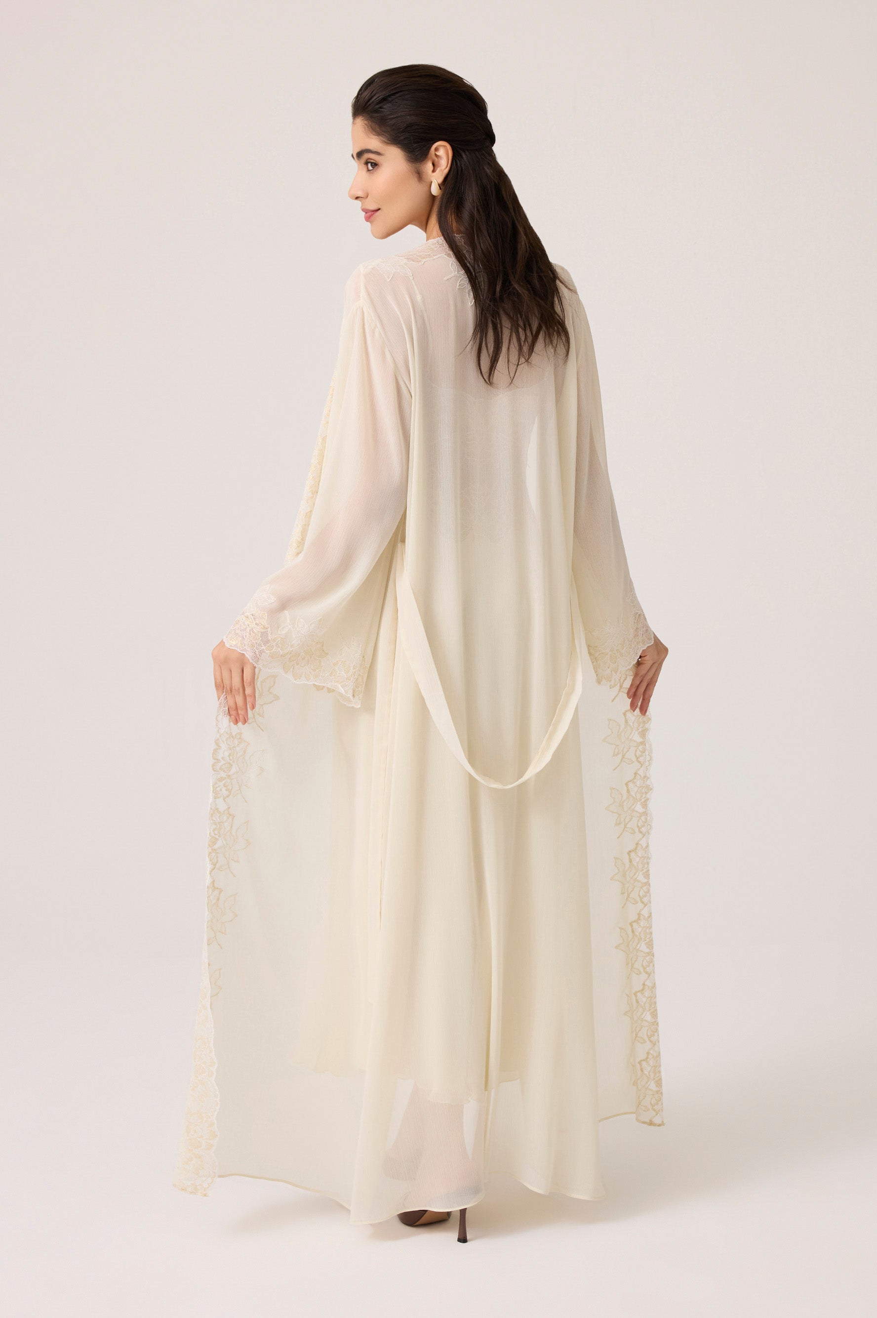 Malaika Silky Chiffon Robe Set Honey