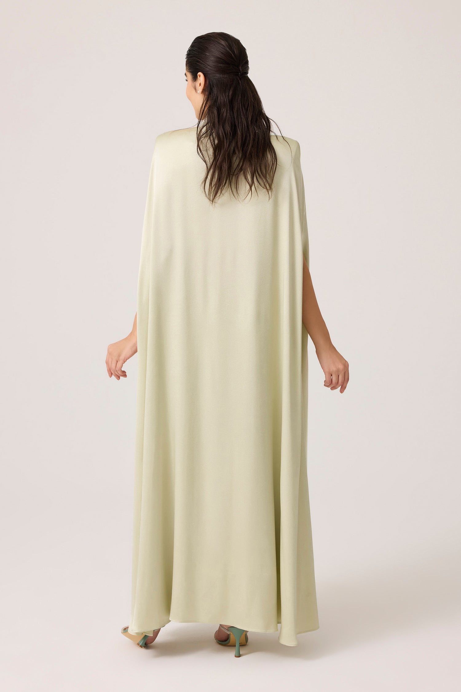 Beatrice Silky Rayon Cape Set Light Green
