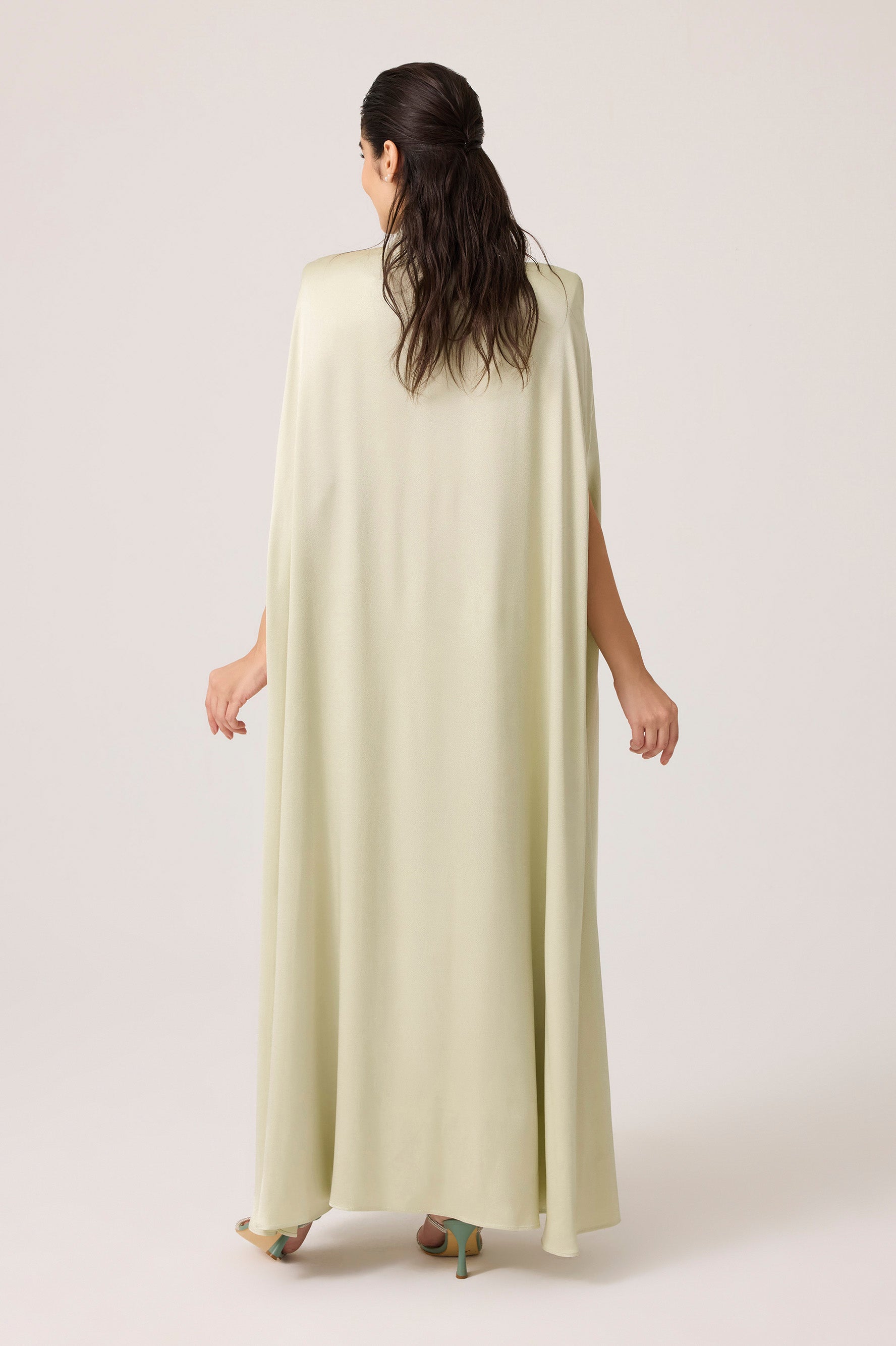 Beatrice Silky Rayon Cape Set Light Green