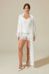 Lerna Silky Robe Set with Cami and Short Set White White Silk — Bocan Couture luxury nightwear
