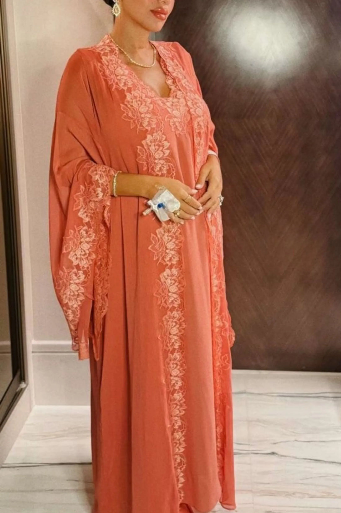 New coral and coral robe set click 