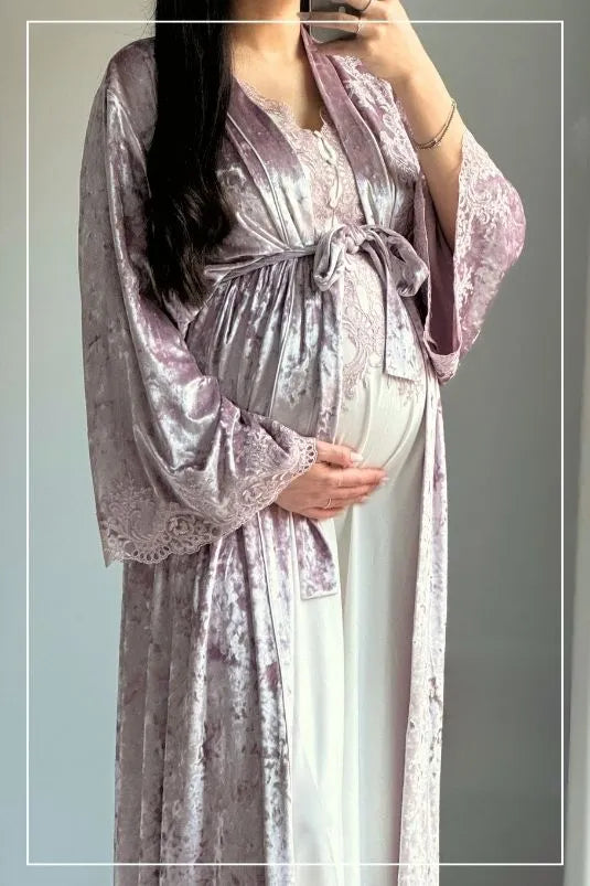 Chic maternity nightdress with soft stretch cotton designed for comfort and style during pregnancy