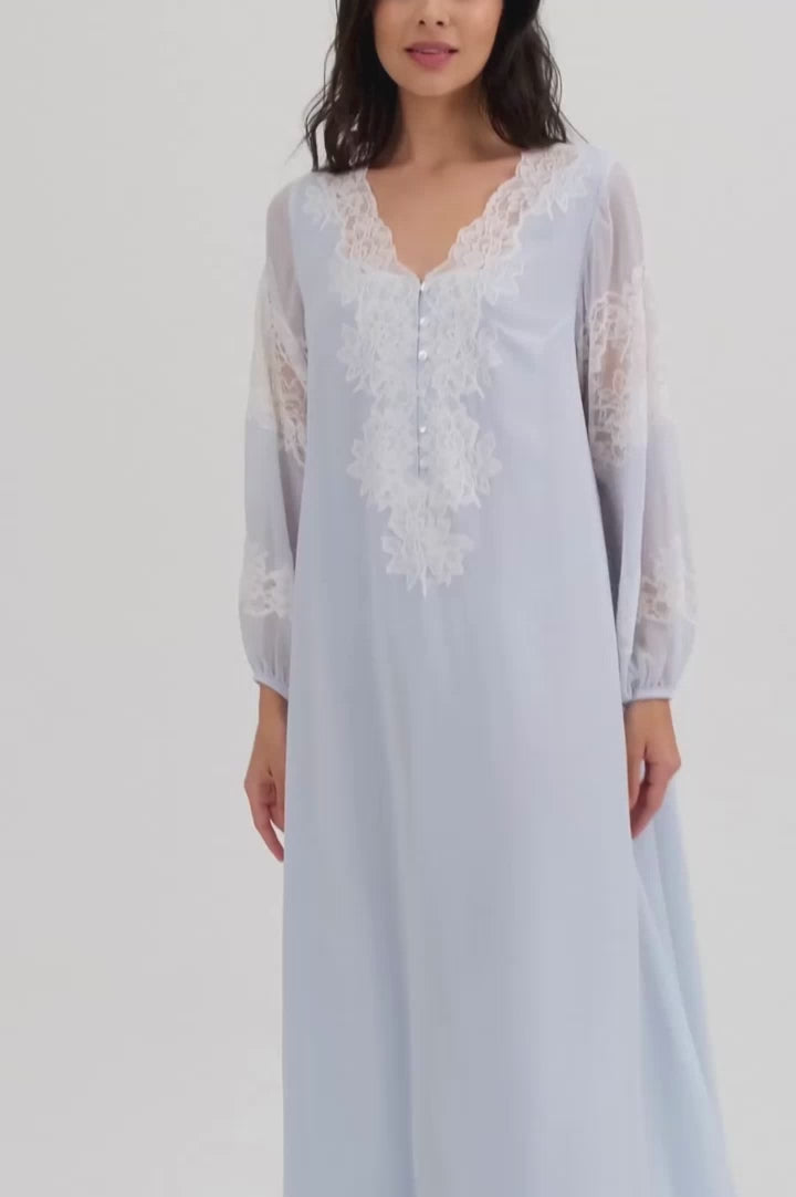 Model Wore a Flint Silky Chiffon Dress Baby Blue in this video