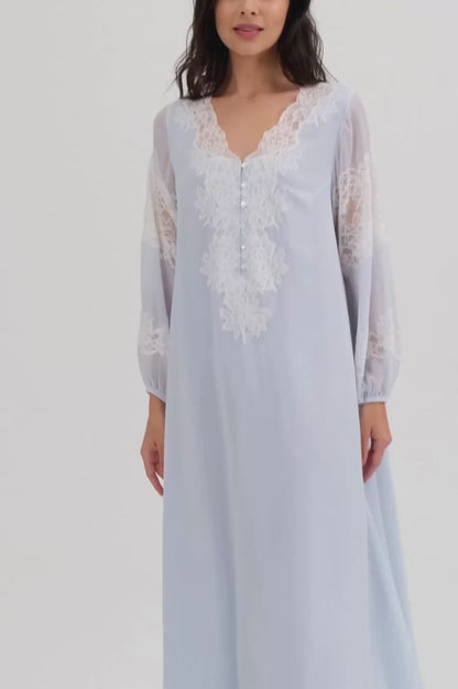 Model Wore a Flint Silky Chiffon Dress Baby Blue in this video