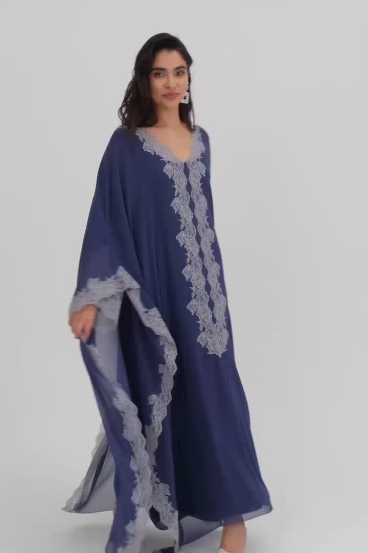 Amara Silky Chiffon Dress Navy Blue