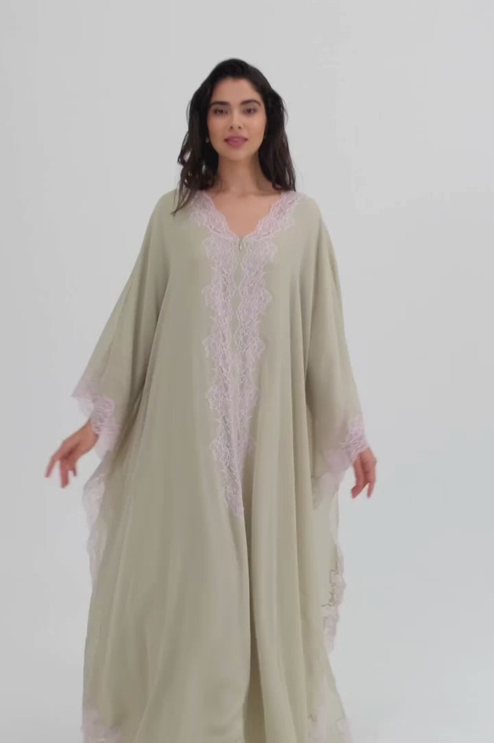 Amara Silky Chiffon Dress Sage Green by Bocan