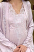 Solenne powder satin robe with lace detailing