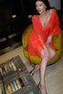 Miss Gabriella Short Silk Robe Set  Dark Orange Silk — Bocan Couture luxury nightwear