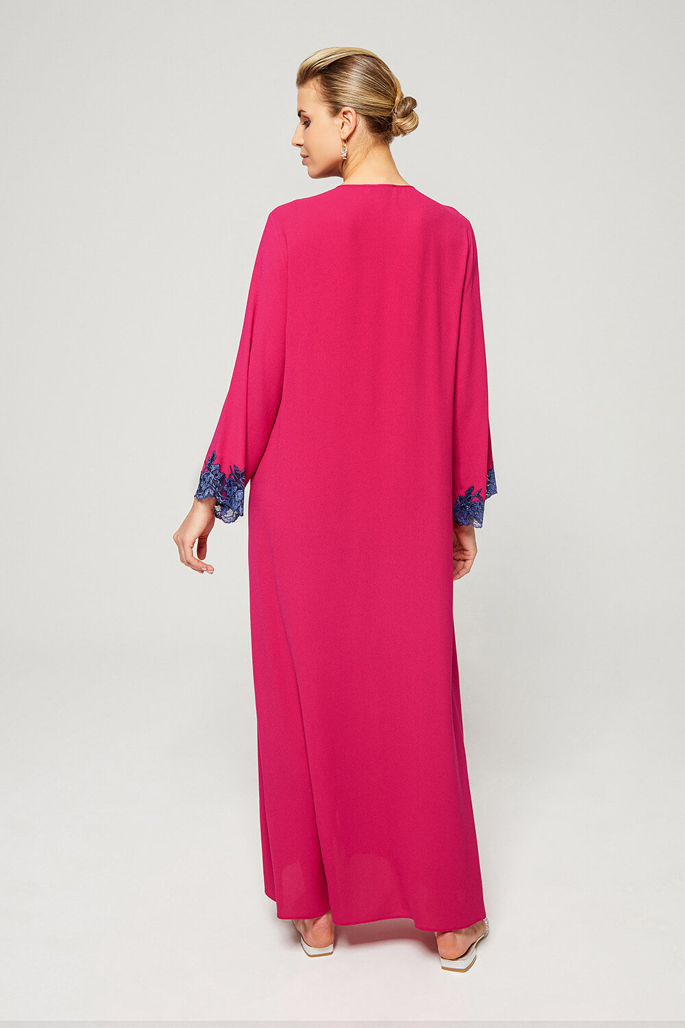 Lami Luxury Trimmed Rayon Crepe Full Length Dress - Fuchsia