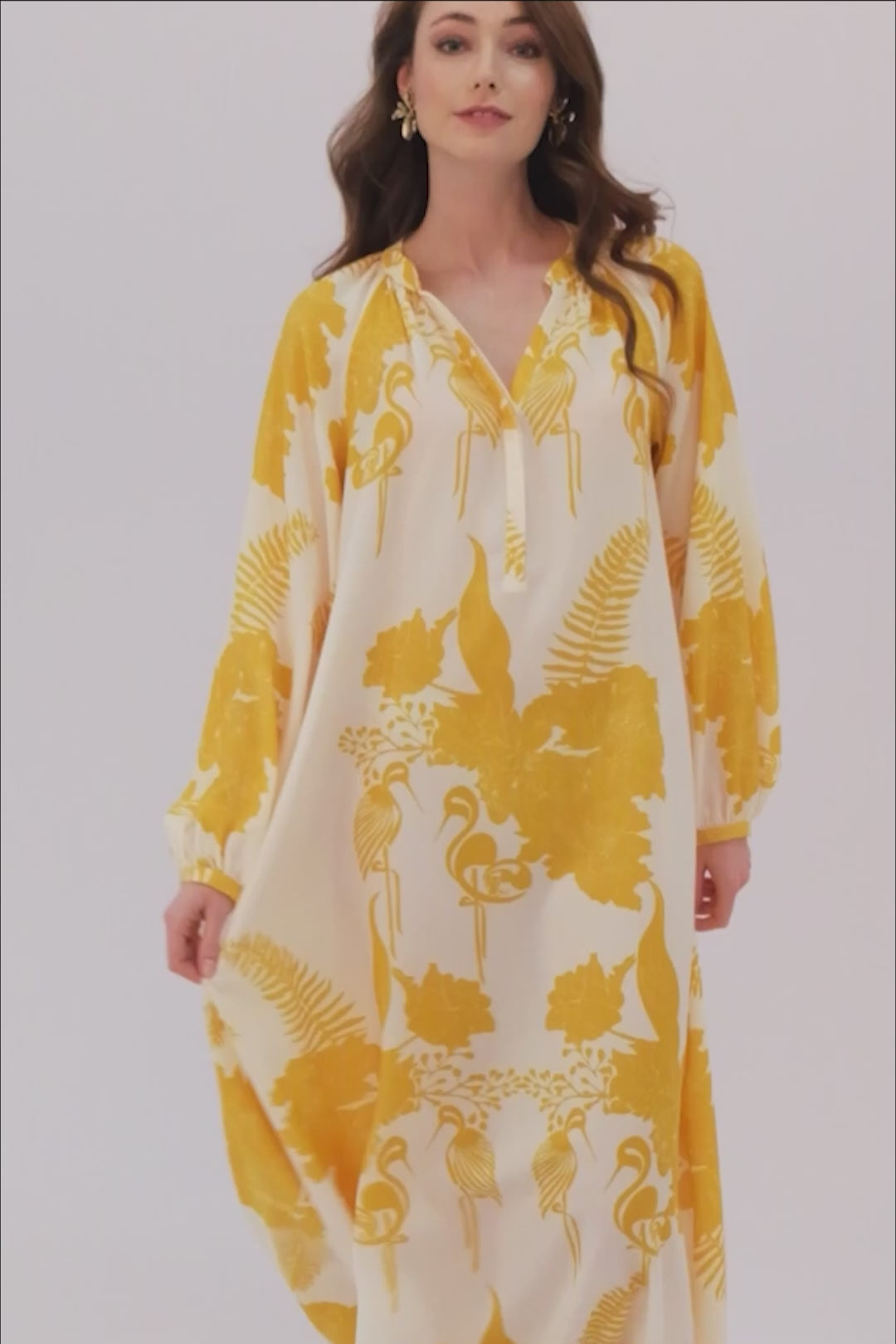 Amber - Long Rayon Buttoned Dress - Saffron