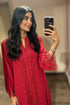 Carmine - Luxury Trimmed Rayon Crepe Full Length Dress