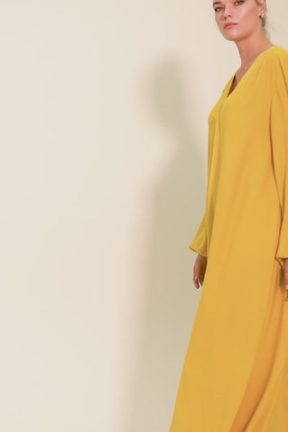 Sara - Long Rayon Dress - Saffron