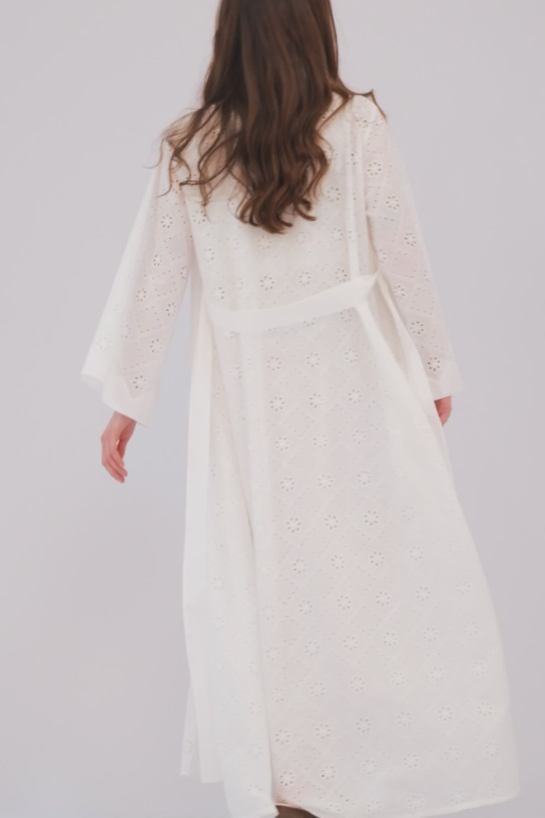 Larissa - Long Cotton Robe Set - Off White