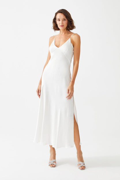 Alyssa Long Rayon Slip Dress Off White – Bocan