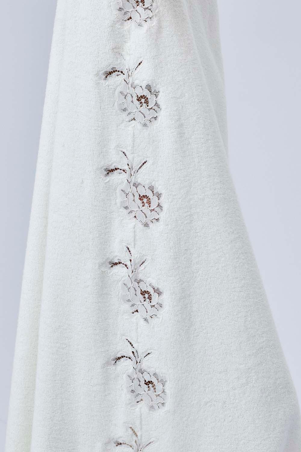 Berenice - Long Towel Belted Bathrobe - Off White - Bocan