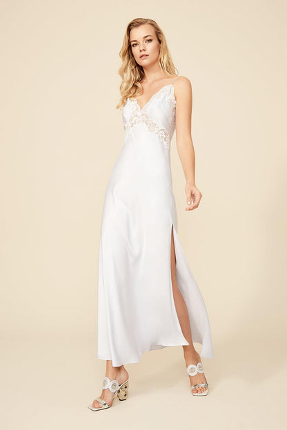 Caroline - Long Rayon Strapped Nightgown - Ice Blue - Bocan