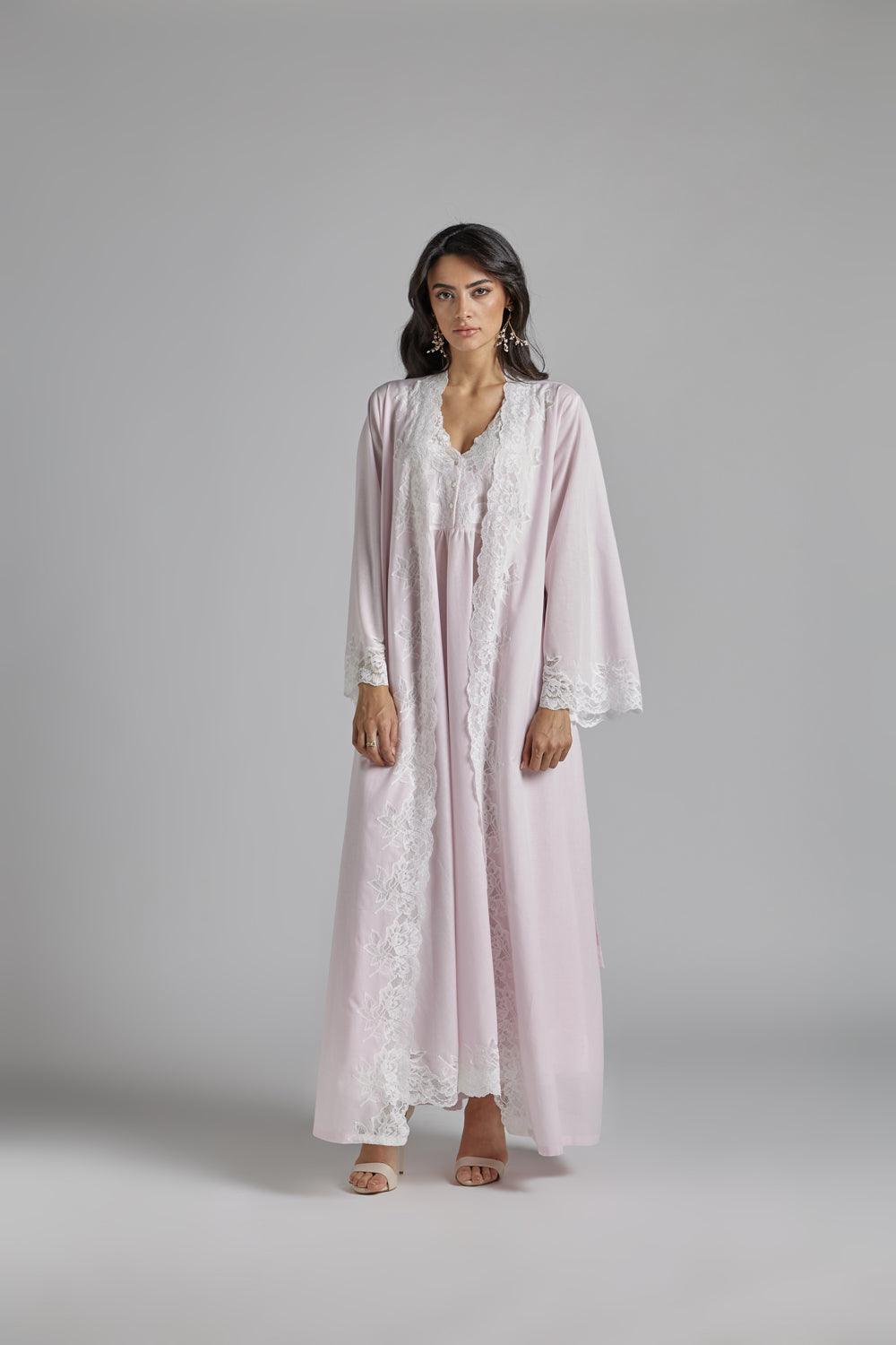 Cotton Vual Robe Set Baby Pink - Reina - Bocan