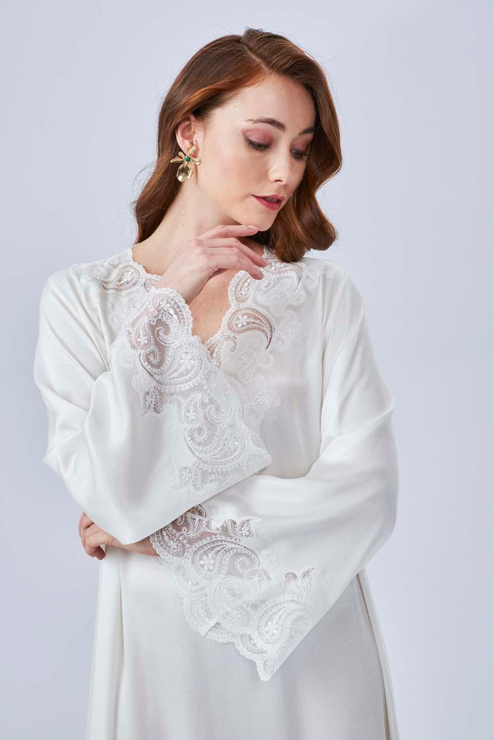 Delia- Long Rayon Dress - Off White - Bocan