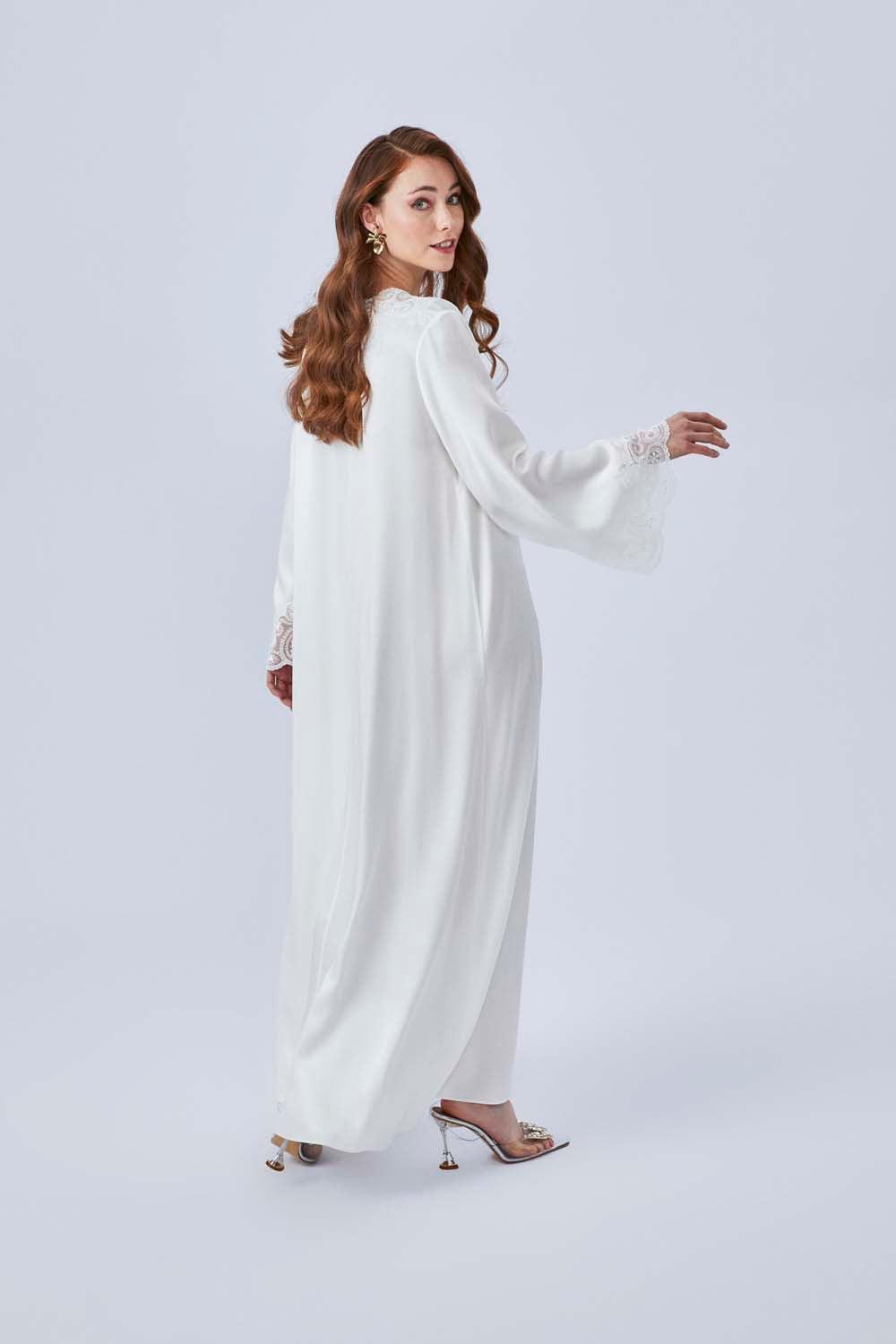 Delia- Long Rayon Dress - Off White - Bocan