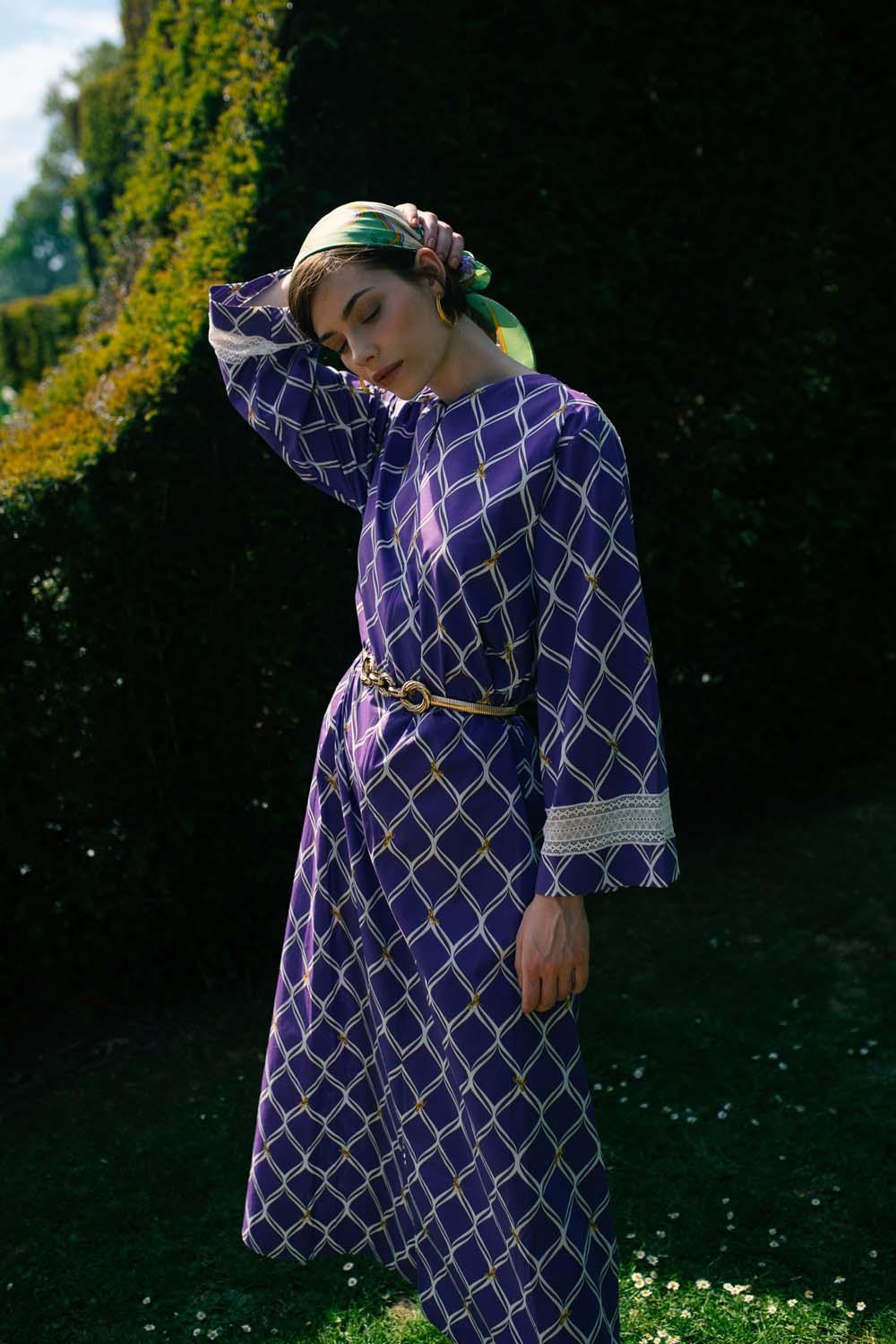 Elysee - Poplin Buttoned Maxi Dress Printed - Bocan