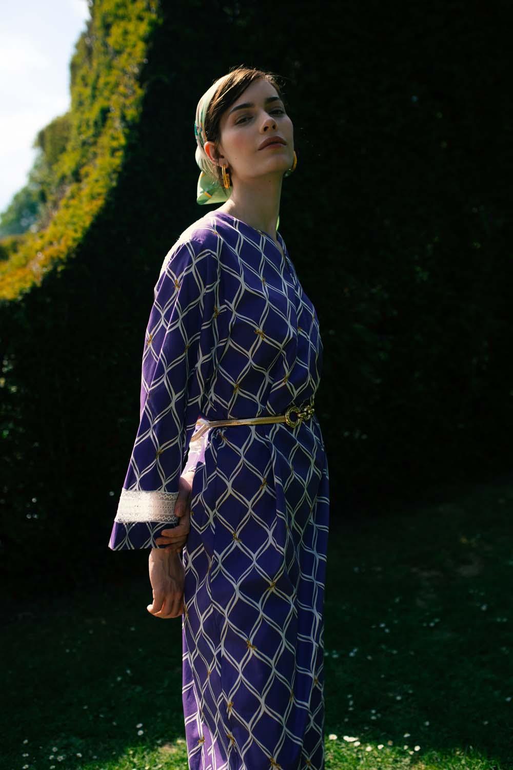 Elysee - Poplin Buttoned Maxi Dress Printed - Bocan