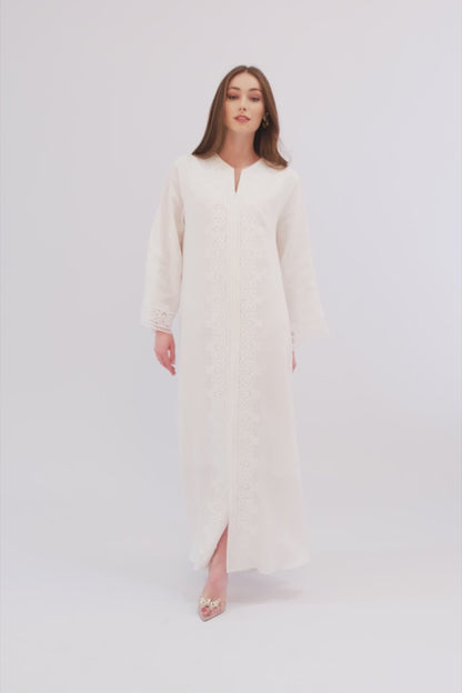 Loukia - Linen Long Zippered Dress - Off White
