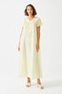 Freesia Long Cotton Voile Trimmed Half Sleeve Dress  - Baby Yellow - Bocan