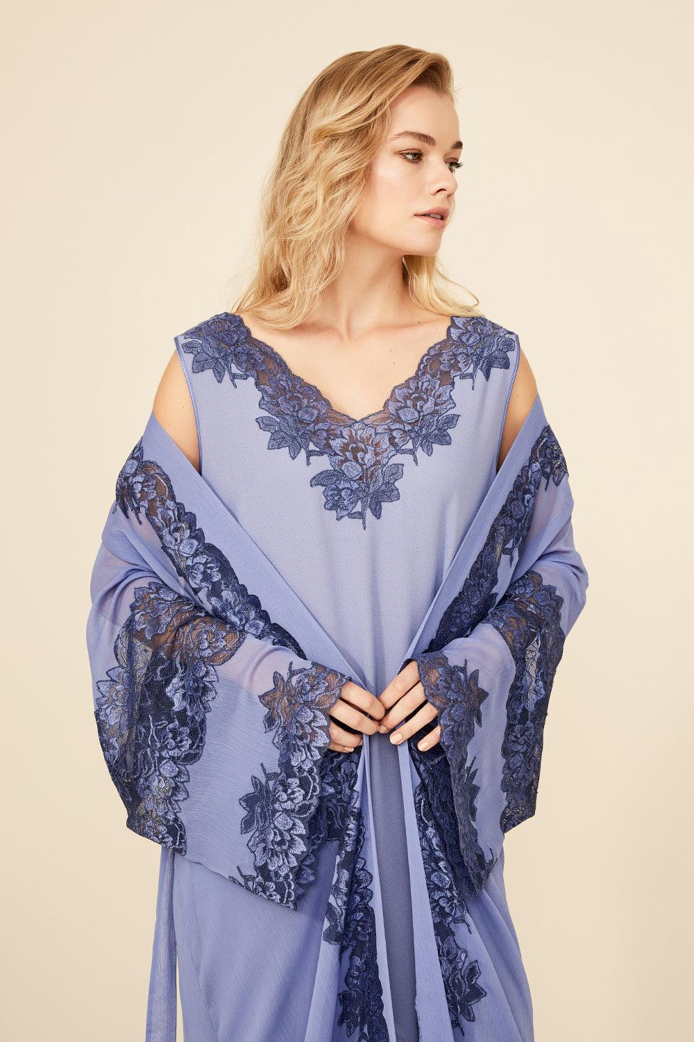 Sapphire - Long Chiffon Robe - Lilac - Bocan Couture