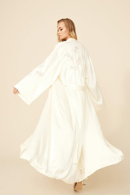 Jasmine - Long Rayon Robe Set - Off White - Bocan