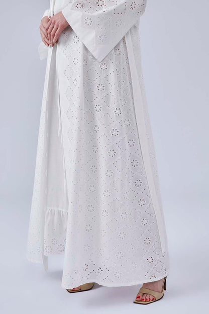 Larissa - Long Cotton Robe Set - Off White - Bocan