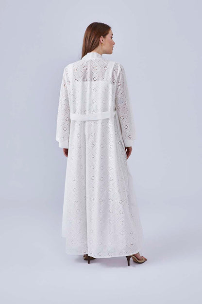 Larissa - Long Cotton Robe Set - Off White - Bocan