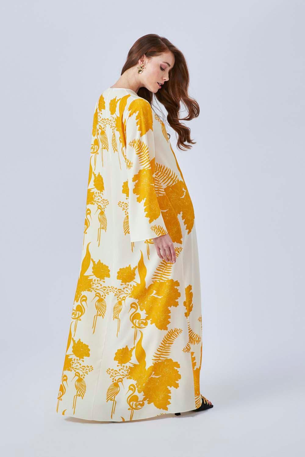 Lilou - Long Sleeve Buttoned Dress - Saffron - Bocan