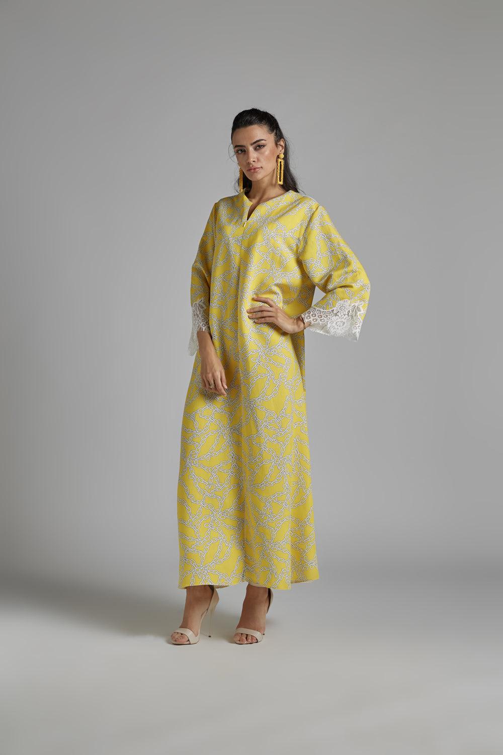 Linen Dress Yellow - Citron - Bocan