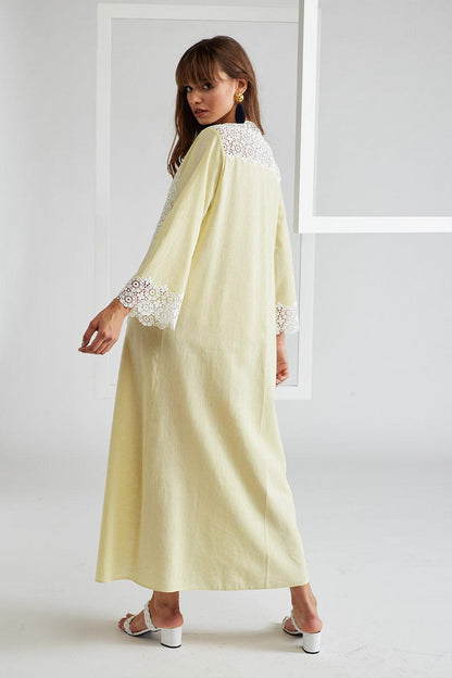 Linen Zippered Dress - Lime - Azelia - Bocan
