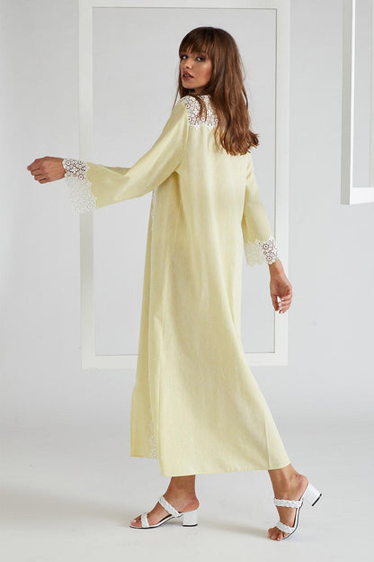 Linen Zippered Dress - Lime - Azelia - Bocan