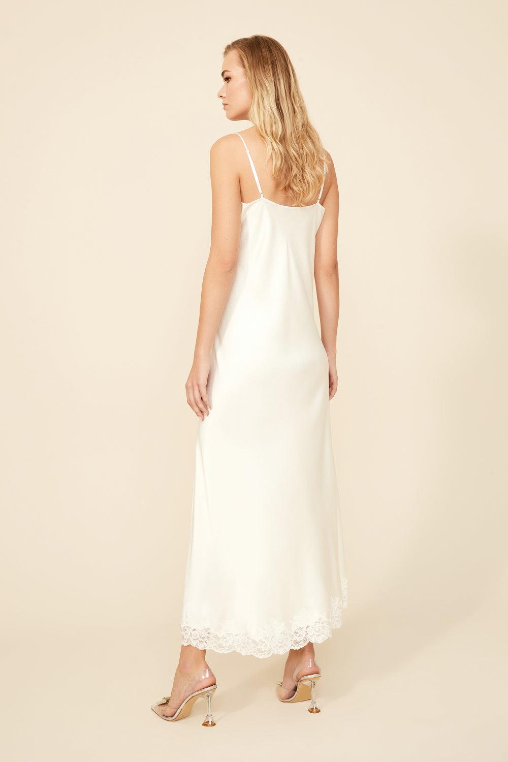 Maeve - Long Rayon Nightgown - Off White - Bocan