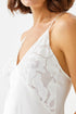Maram Long Rayon Trimmed Slip Dress - Off White - Bocan