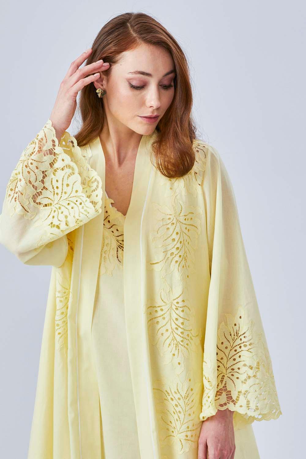 Melissa - Long Cotton Robe Set - Yellow - Bocan