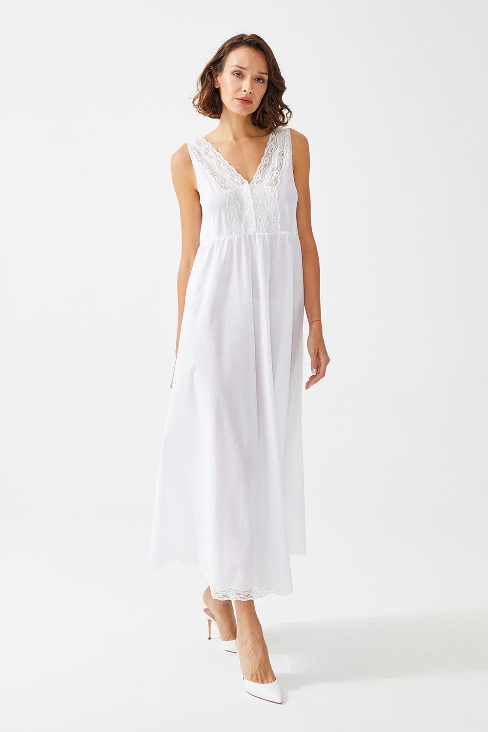 Mina Long Cotton Sleeveless Inner Nightgown – Bocan Couture