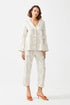 Momo Long Sleeve Buttoned and Patterned Pyjama Set - Beige - Bocan