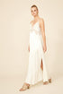Rachel - Long Rayon Strapped Nightgown - Off white with Gold - Bocan