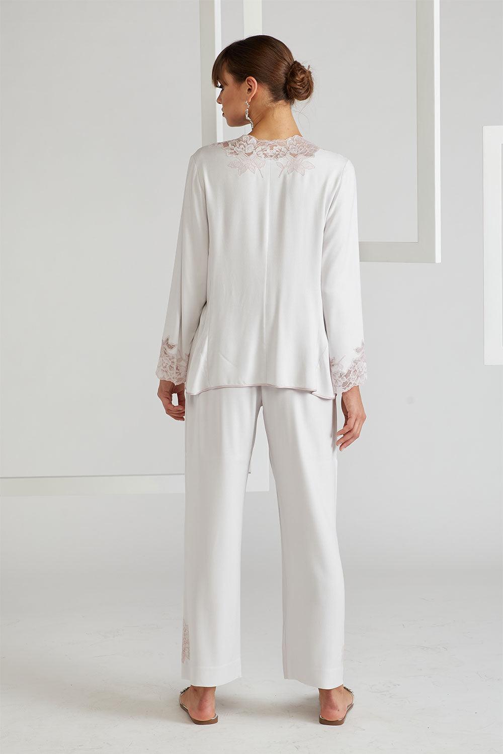 Rayon Pyjama Set - Light Grey- Petite Rose - Bocan